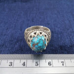 انگشتر نقره مردانه طرح شبکه دو آدمی بزرگ با نگین فیروزه - Image 4