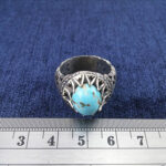 انگشتر نقره مردانه طرح طاووسی هفت پر با نگین فیروزه - Image 4