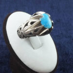 انگشتر نقره مردانه طرح شبکه دور چنگ بزرگ با نگین فیروزه