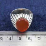 انگشتر نقره مردانه دست ساز طرح چنگی شانه ای با نگین شرف الشمس یمنی + حکاکی - Image 4