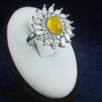 انگشتر نقره زنانه طرح سلطنتی با نگین شرف الشمس + حکاکی