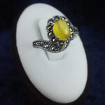 انگشتر نقره زنانه طرح گلایل با نگین شرف الشمس + حکاکی