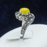 انگشتر نقره زنانه طرح گلایل با نگین شرف الشمس + حکاکی - Image 3