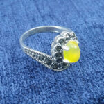 انگشتر نقره زنانه طرح گلایل با نگین شرف الشمس + حکاکی - Image 4