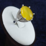 انگشتر نقره زنانه طرح شیوا با نگین شرف الشمس + حکاکی