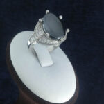 انگشتر نقره زنانه طرح شیوا با سنگ حدید صینی+حکاکی