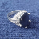 انگشتر نقره زنانه طرح شیوا با سنگ حدید صینی+حکاکی - Image 3