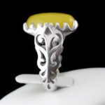 انگشتر نقره مردانه شبکه ظریف دور چنگ مبین با نگین شرف الشمس + حکاکی - Image 3