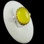 انگشتر شرف الشمس نقره مردانه طرح کلاسیک دور طلایی + حکاکی - Image 5