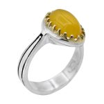 انگشتر شرف الشمس نقره مردانه طرح کلاسیک دور طلایی + حکاکی