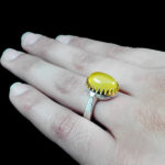 انگشتر شرف الشمس نقره مردانه طرح کلاسیک دور طلایی + حکاکی - Image 4