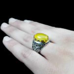 انگشتر شرف الشمس نقره مردانه طرح یاعلی یافاطمه + حکاکی - Image 3