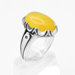 انگشتر شرف الشمس نقره مردانه طرح پا اردکی دورچنگ + حکاکی - Image 2