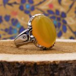 انگشتر شرف الشمس نقره مردانه طرح پا اردکی دورچنگ + حکاکی - Image 4