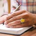 انگشتر شرف الشمس نقره مردانه طرح پا اردکی دورچنگ + حکاکی - Image 5