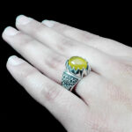 انگشتر شرف الشمس نقره مردانه طرح زیبای اشجار + حکاکی - Image 4