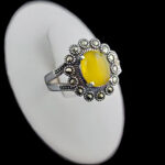 انگشتر نقره زنانه طرح پریا با سنگ شرف شمس + حکاکی