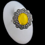 انگشتر نقره زنانه طرح کتایون با سنگ شرف شمس + حکاکی