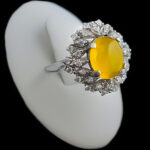 انگشتر نقره زنانه طرح فاخر فخری با سنگ شرف شمس + حکاکی