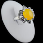 انگشتر نقره زنانه طرح ستاره مارکازیت با سنگ شرف شمس + حکاکی