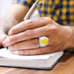 انگشتر شرف الشمس نقره دست ساز مردانه فاخر دور چنگ + حکاکی - Image 4