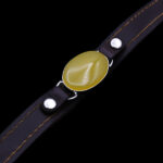 دستبند نقره چرم طبیعی قهوه‌ای با نگین عقیق شرف الشمس + حکاکی - Image 4