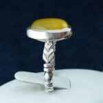 انگشتر نقره مردانه طرح صفوی ظریف دور بسته با سنگ شرف شمس + حکاکی - Image 2