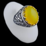 انگشتر نقره مردانه طرح یا محمد ۱ با سنگ شرف شمس + حکاکی