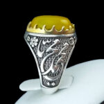 انگشتر نقره مردانه طرح یا محمد ۱ با سنگ شرف شمس + حکاکی - Image 2