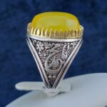 انگشتر نقره مردانه طرح یا محمد ۲ با سنگ شرف الشمس + حکاکی - Image 2