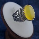 انگشتر نقره مردانه طرح فاخر کیخسرو با سنگ شرف الشمس + حکاکی