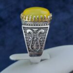 انگشتر نقره مردانه طرح فاخر کیخسرو با سنگ شرف الشمس + حکاکی - Image 2