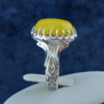 انگشتر نقره مردانه طرح اشکی دورچنگ ناصح با سنگ شرف شمس + حکاکی - Image 2