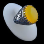 انگشتر نقره مردانه طرح فاخر شاهانه با سنگ شرف الشمس + حکاکی