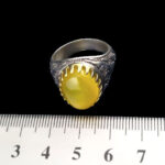 انگشتر نقره مردانه طرح فاخر شاهانه با سنگ شرف الشمس + حکاکی - Image 3