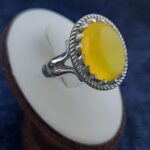 انگشتر نقره مردانه طرح صفوی هفتی با نگین شرف الشمس + حکاکی