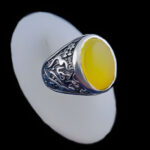 انگشتر نقره مردانه طرح یا قمر بنی هاشم با نگین شرف الشمس + حکاکی