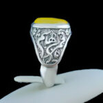 انگشتر نقره مردانه طرح یا قمر بنی هاشم با نگین شرف الشمس + حکاکی - Image 2