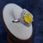 انگشتر نقره زنانه طرح سارا با نگین شرف شمس اصلی + حکاکی