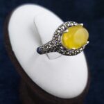 انگشتر زنانه نقره طرح نگار با سنگ شرف الشمس + حکاکی