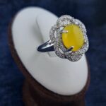 انگشتر زنانه نقره طرح بهاران با سنگ شرف الشمس + حکاکی