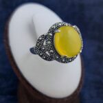 انگشتر نقره زنانه طرح پریناز با سنگ شرف الشمس + حکاکی