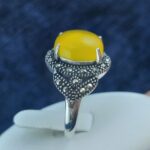 انگشتر نقره زنانه طرح پریناز با سنگ شرف الشمس + حکاکی - Image 2