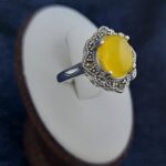 انگشتر زنانه نقره طرح گلناز با سنگ شرف الشمس + حکاکی