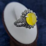 انگشتر زنانه نقره طرح ترنم با سنگ شرف شمس + حکاکی