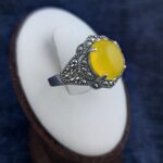 انگشتر نقره زنانه طرح زهره با سنگ شرف شمس + حکاکی