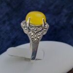 انگشتر نقره زنانه طرح زهره با سنگ شرف شمس + حکاکی - Image 2