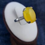 انگشتر نقره زنانه طرح نیکی با سنگ شرف شمس + حکاکی