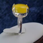 انگشتر نقره زنانه طرح نیکی با سنگ شرف شمس + حکاکی - Image 2