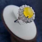 انگشتر نقره زنانه طرح فاخر تهمینه با سنگ شرف شمس + حکاکی